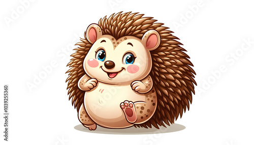 Adorable Happy Hedgehog Illustration in Cartoon Style