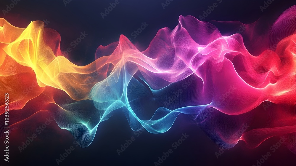 Fototapeta premium Vibrant Colorful Abstract Sound Waves Dynamic Digital Art