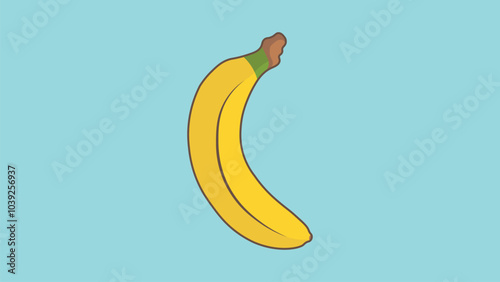 Vector Illustration of one Banana on a Blue Background