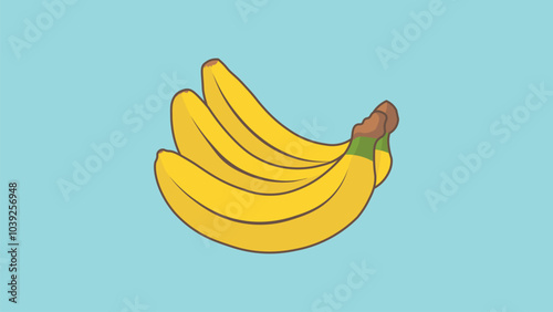 Vector Illustration of Three Bananas on a Blue Background