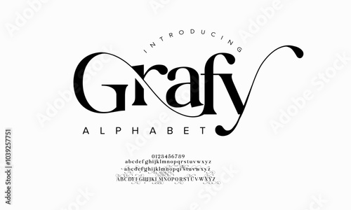Grafy typography beauty fashion elegant minimalist serif italic fonts decorative wedding vintage retro logos. Minimal luxury font alphabet logo. Vector illustration
