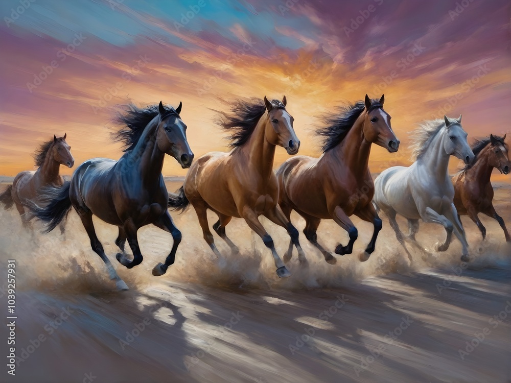 Obraz premium Beautiful horses galloping 