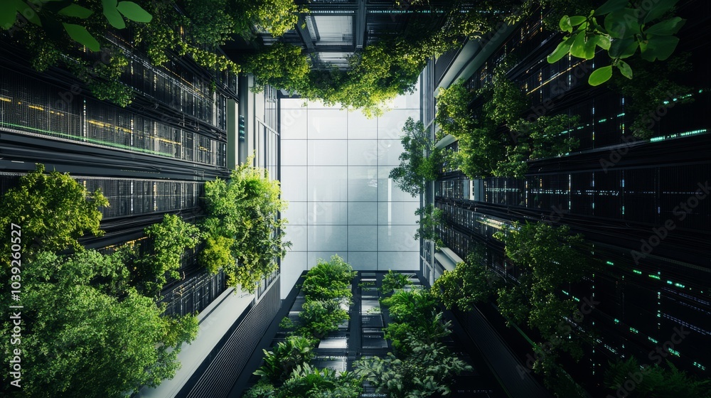 An innovative AI research facility, lush greenery integrated into architecture, Futuristic style An innovative AI research facility, lush greenery integrated into architecture, Futuristic style
