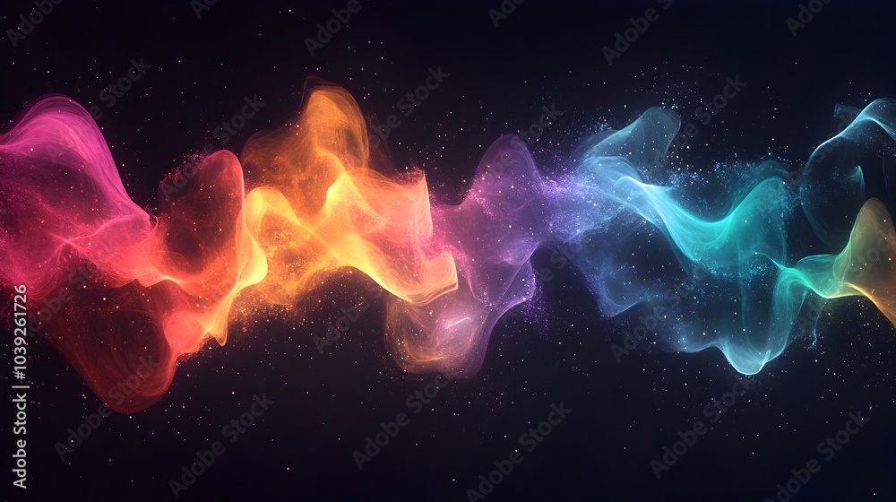 Fototapeta premium Vibrant Colorful Abstract Sound Waves Swirling Surreal Cosmic Atmosphere