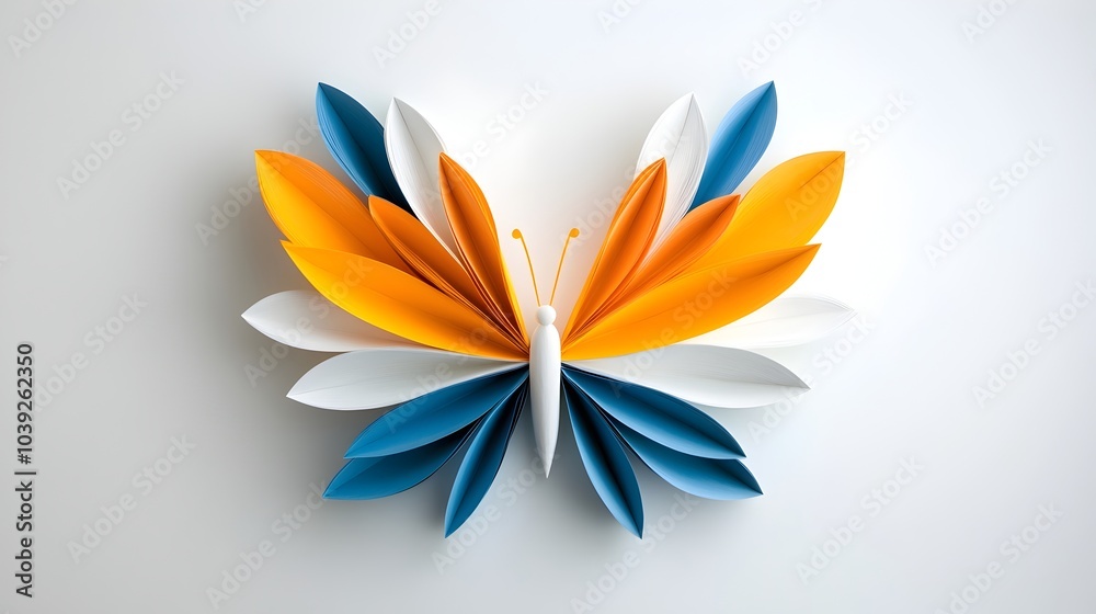Vibrant and Symmetrical Butterfly Silhouette Design with Intricate Layered Paper Cut Patterns in Elegant and Modern Aesthetic
