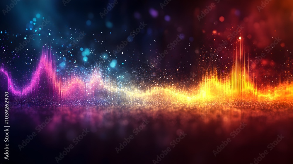 Fototapeta premium Mesmerizing Abstract Soundwaves with Colorful Radiant Glow and Dynamic Motion