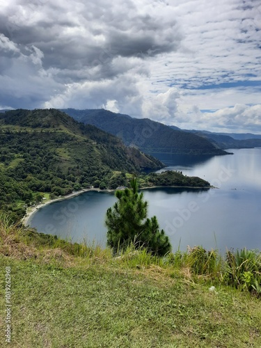 Waterfall in the national park Lake Toba, Indonesia. photo