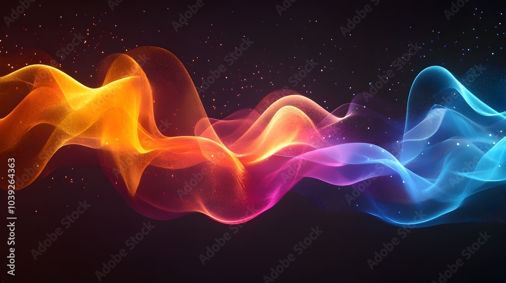 Obraz premium Colorful Abstract Sound Waves Dynamic Vibrant Swirling Digital Art