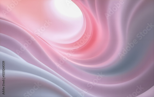 A close up shot of a pink and white fabric with a swirling  wave like texture creating a soft and elegant abstract background The light reflects off the silky surface  adding depth and dimension
