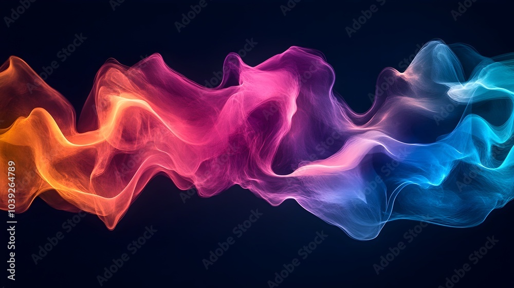 Obraz premium Vibrant and Dynamic Abstract Sound Waves with Colorful Fluid Motions and Ethereal Gradient Patterns
