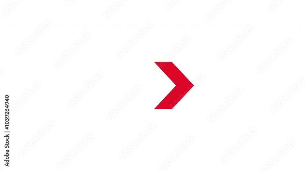 Animation direction to the right. Red arrow on white background. Animation direction to the right. Red arrow on white background.
