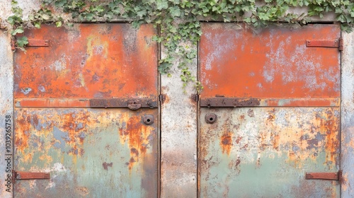 Closed factory gates with rusting metal and faded paint, symbolizing the decline of industry and the passage of time, reflecting a poignant reminder of economic shifts and the human impact of change