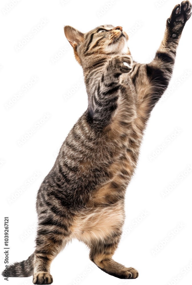 Fototapeta premium Tabby cat reaching up