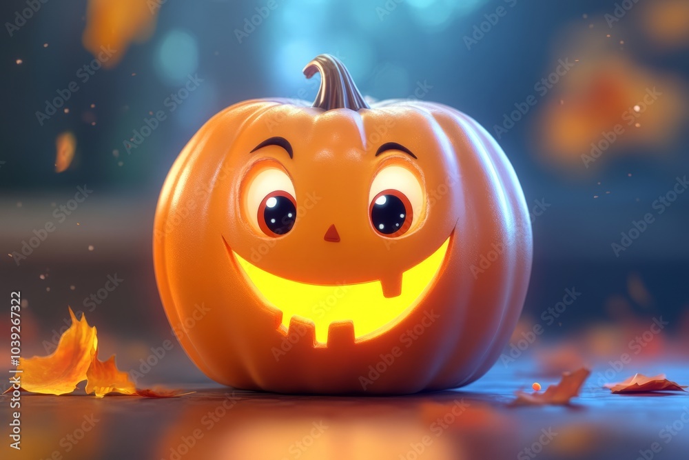 Fototapeta premium cartoon style Halloween pumpkin, symbol fun goofy, cute style, scar