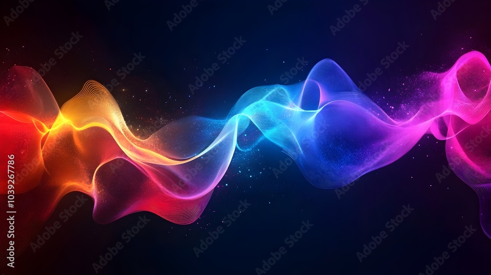 Fototapeta premium Vibrant Colorful Abstract Sound Waves Flowing with Dynamic Energy and Captivating Motion