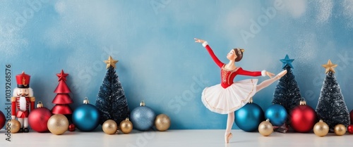 Christmas Ballerina with Ornaments and Trees