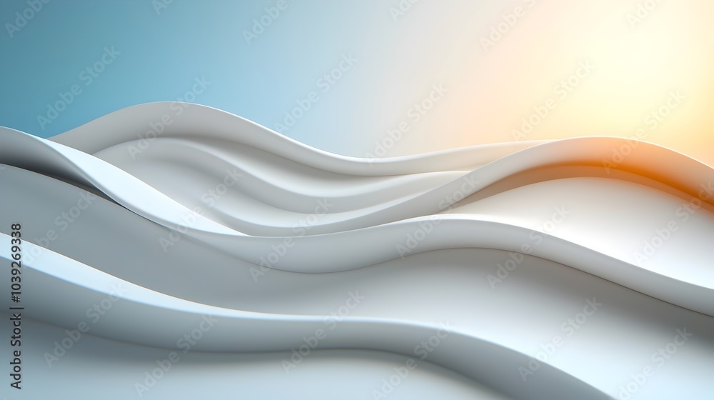 Obraz premium Smooth and flowing abstract background with wavy lines and patterns creating a futuristic contemporary design using soft lighting and shadow to add depth and dimension