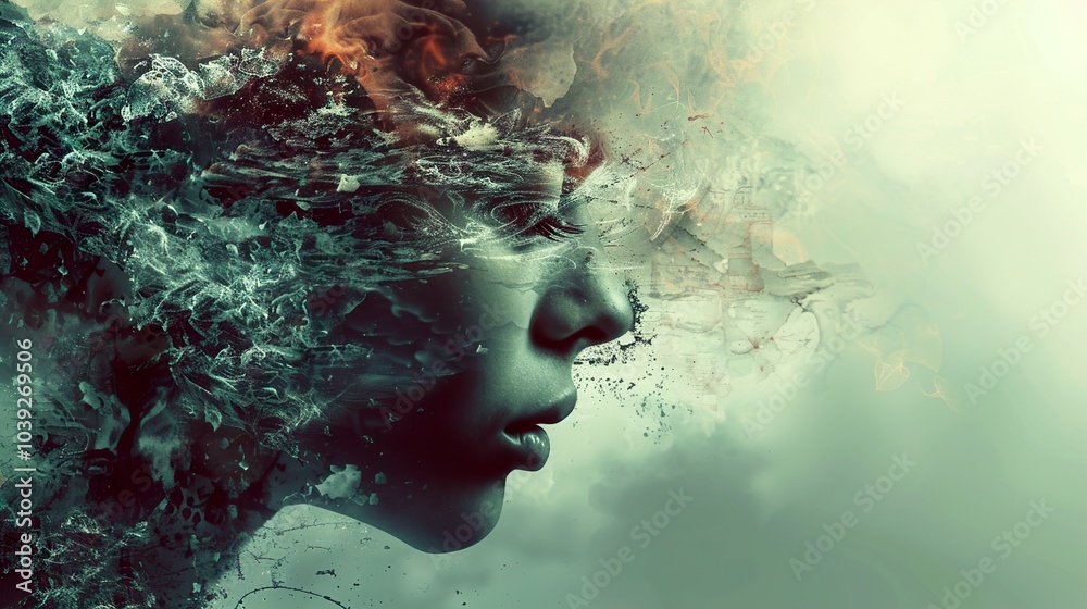 Abstract Portrait of a Woman in a Dreamlike State Abstract Portrait of a Woman in a Dreamlike State