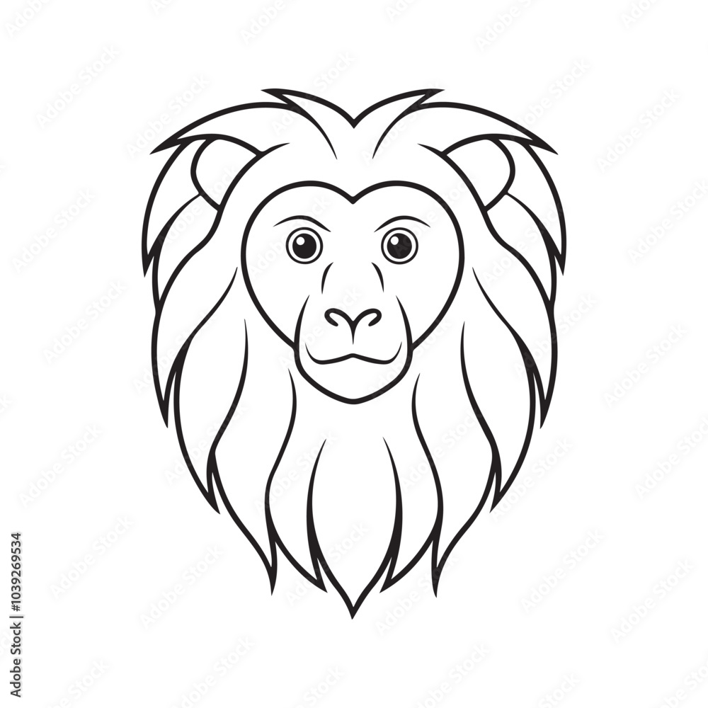 Golden Lion Tamarin head vector art design Golden Lion Tamarin head vector art design