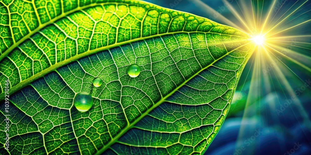 Macro Photography of Plant Photosynthesis, Capturing Sunlight and Releasing Oxygen, Showcasing Natural Biological Processes and Energy Transformation in Nature Macro Photography of Plant Photosynthesis, Capturing Sunlight and Releasing Oxygen, Showcasing Natural Biological Processes and Energy Transformation in Nature