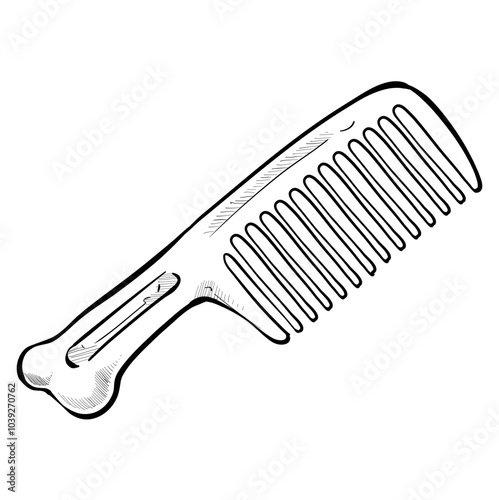 dog hair comb handdrawn illustration