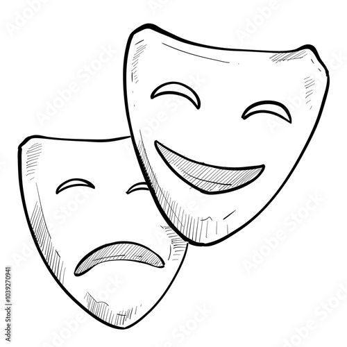 theater mask handdrawn illustration