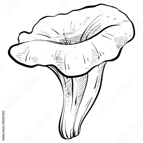 trumpet mushroom handdrawn illustration