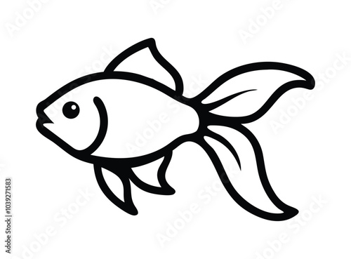 Stylish Fantail Goldfish Silhouette Vector Illustration Art