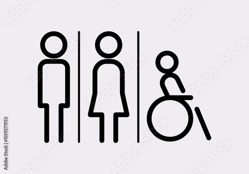 Gender icon, sign and symbol. Man and woman minimal design vector illustration. Toilet, outline, linear.
