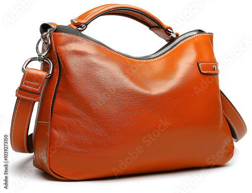 Orange leather handbag