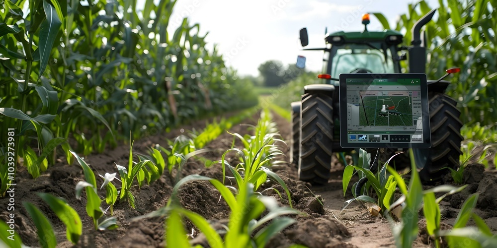 a tractor in a field.
a tractor in a field.
