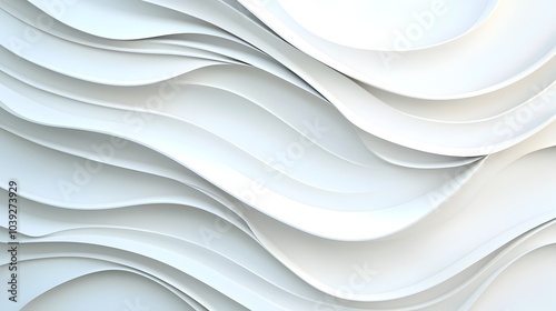Clean white futuristic backdrop with overlapping translucent layers glowing edges and sleek abstract forms for a high tech modern and minimalist visual aesthetic