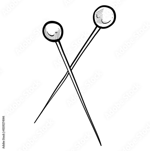 straight pin handdrawn illustration