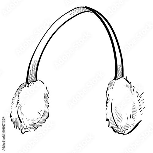 winter earmuffs handdrawn illustration