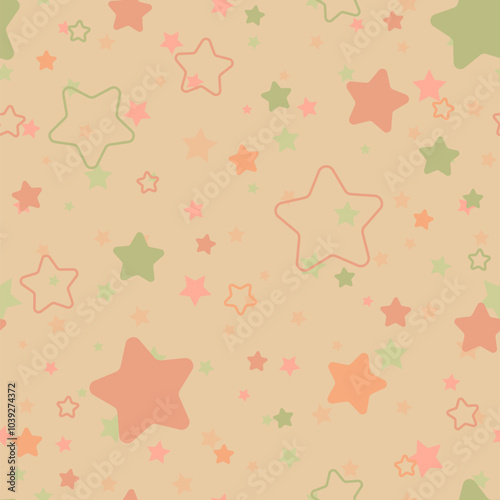 Wallpaper Mural baby repetitive background with stars. vector seamless pattern. fabric swatch. wrapping paper. continuous design template for home decor, textile, cloth. warm colors illustration. decorative art Torontodigital.ca