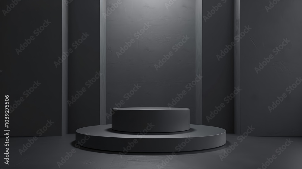 Minimal empty podium or pedestal display, and a blank product shelf for presentation. Minimal empty podium or pedestal display, and a blank product shelf for presentation.