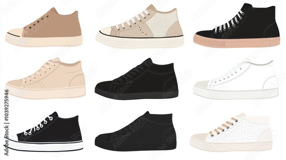 Set of Beige and Black Casual Sneakers Set of Beige and Black Casual Sneakers