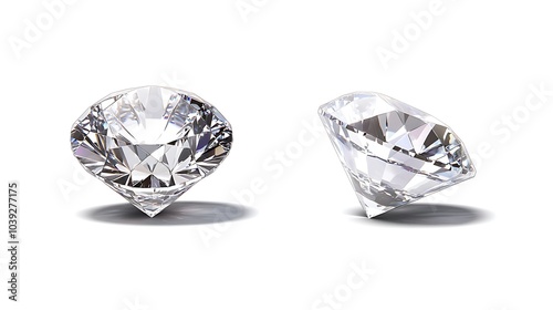 Sparkle diamond jewel mockup, front and side view 