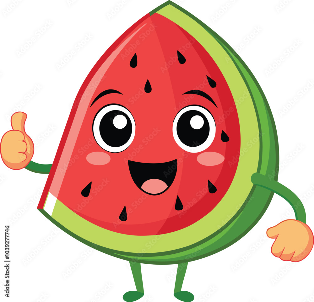 Happy Watermelon Character Thumbs Up Happy Watermelon Character Thumbs Up