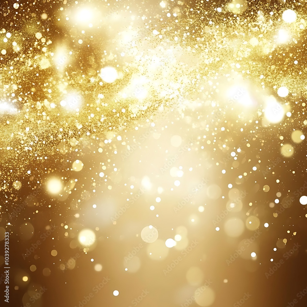 shiny golden lights, particles and sprinkles background, gifts wrap, ads or web design wallpaper, Generative Ai