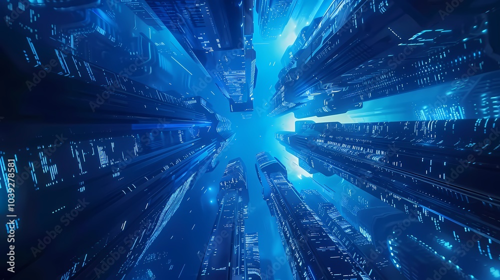 Fototapeta premium digital technology future technology abstract city building poster background