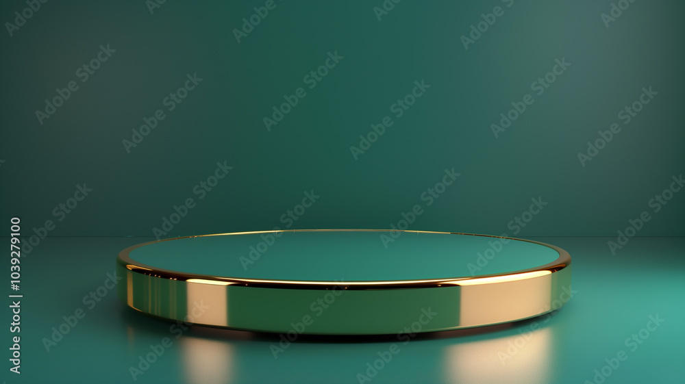 Luxury Elegant Marble Podium with Green and Gold Background for Product Display Luxury Elegant Marble Podium with Green and Gold Background for Product Display