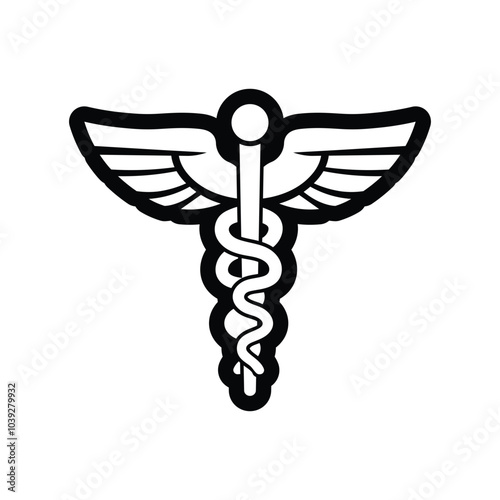 Caduceus icon logo design template isolated illustration