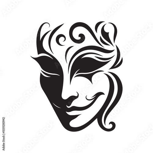 Joker Mask Silhouette Vector Illustration - High-Quality Graphic Design Asset