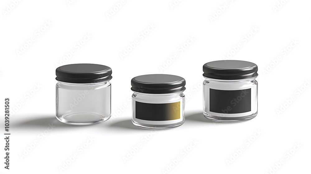 Small glass jar with black label mockup Small glass jar with black label mockup