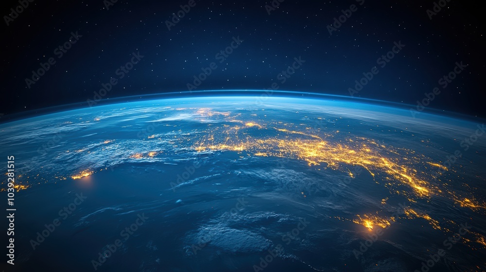 Planet earth showing human impact at night from space Planet earth showing human impact at night from space