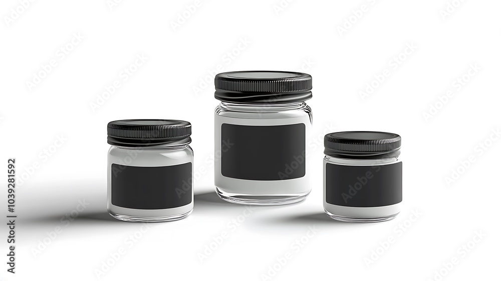 Small glass jar with black label mockup Small glass jar with black label mockup