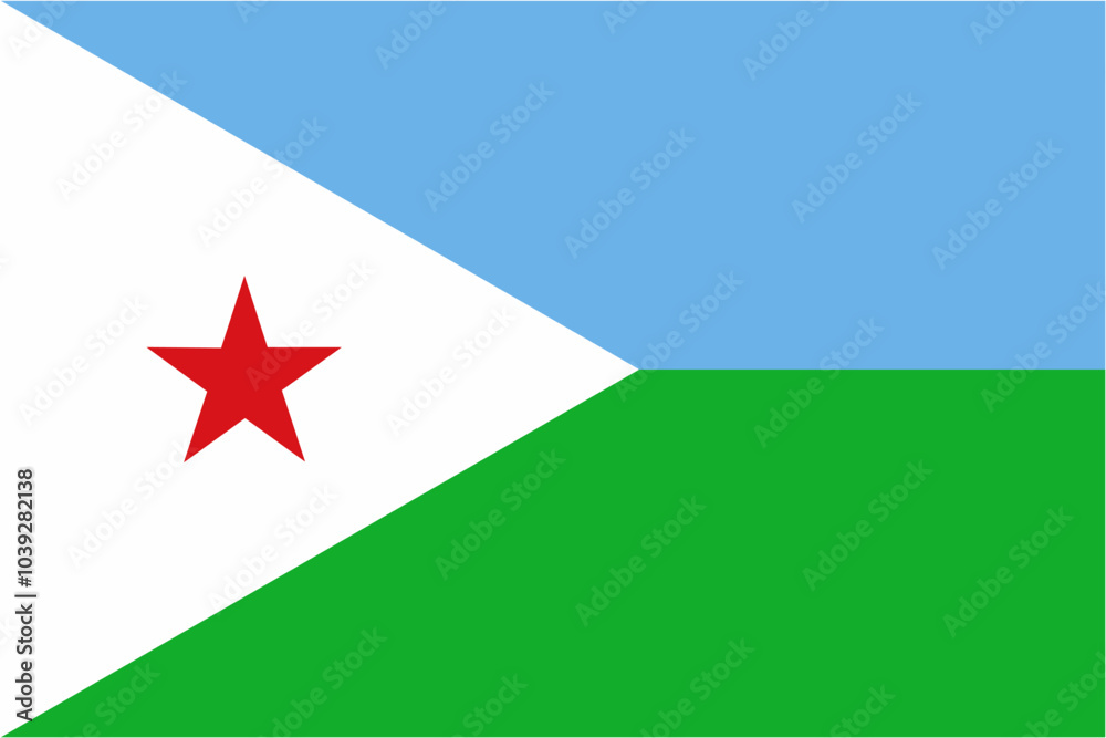 Djibouti official flag vector with standard size and proportion. National flag emblem with accurate size and colors. Djibouti official flag vector with standard size and proportion. National flag emblem with accurate size and colors.