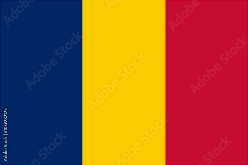 Chad official flag vector with standard size and proportion. National flag emblem with accurate size and colors.