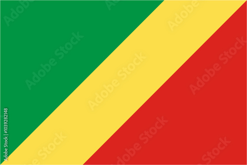 Republic of The Congo official flag vector with standard size and proportion. National flag emblem with accurate size and colors.